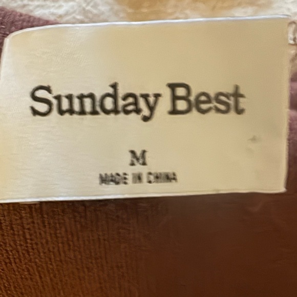 Sunday Best Aritzia | collared dress cognac brown stretch button front medium - Picture 4 of 10